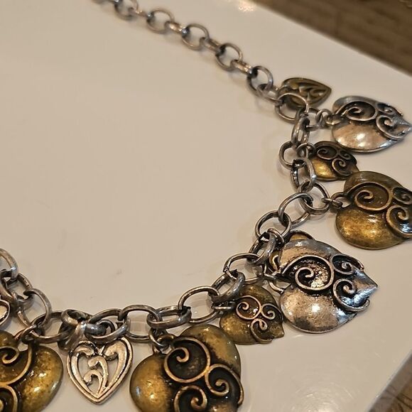 Elegant Silver and Gold Heart Charm Necklace NWT Jim Shore - Picture 3 of 8